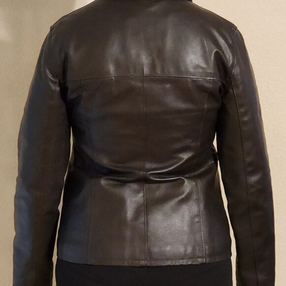 LO SCACCO Brown Leather Jacket - Picture 2 of 5